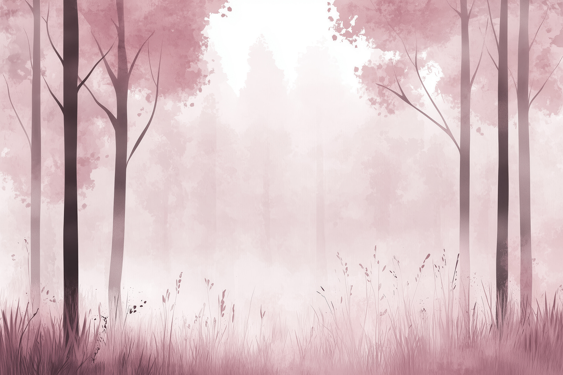 Foggy forest with pink trees Foggy forest with pink trees