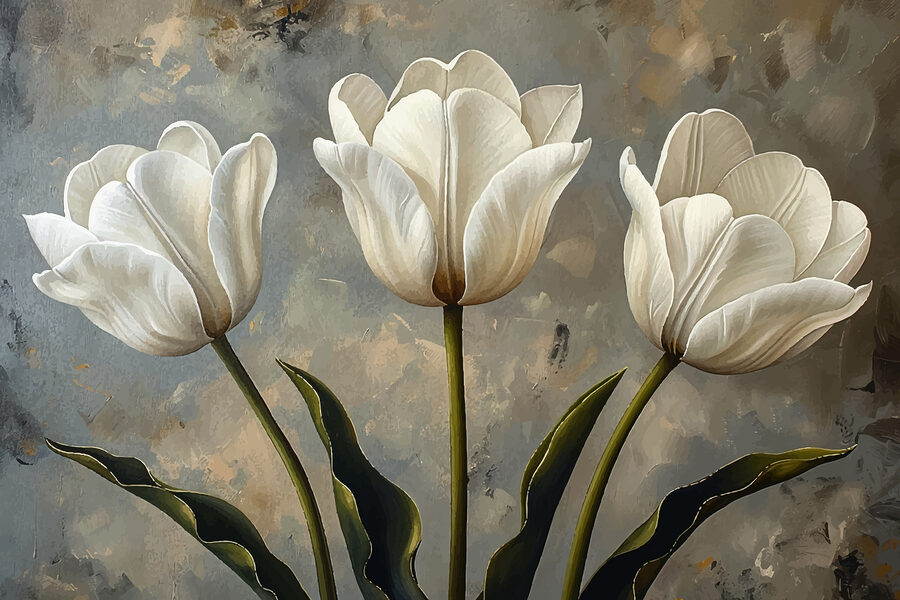 Maľovanie bielych tulipánov