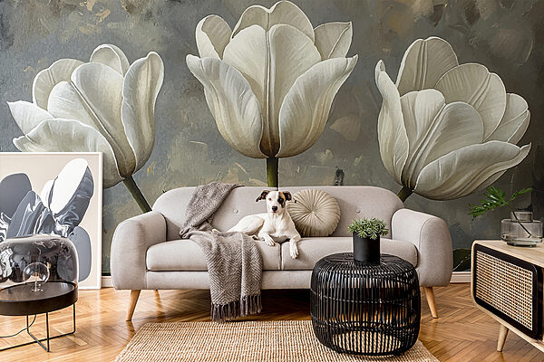 Maľovanie bielych tulipánov Maľovanie bielych tulipánov