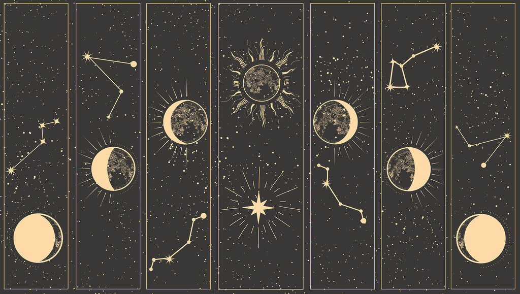 Group of banners with moon and stars