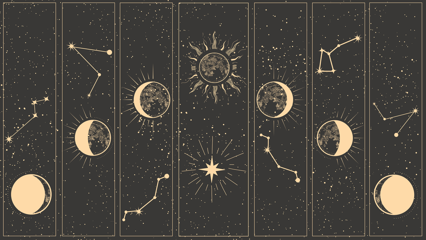 Group of banners with moon and stars