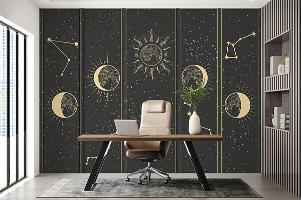 Group of banners with moon and stars