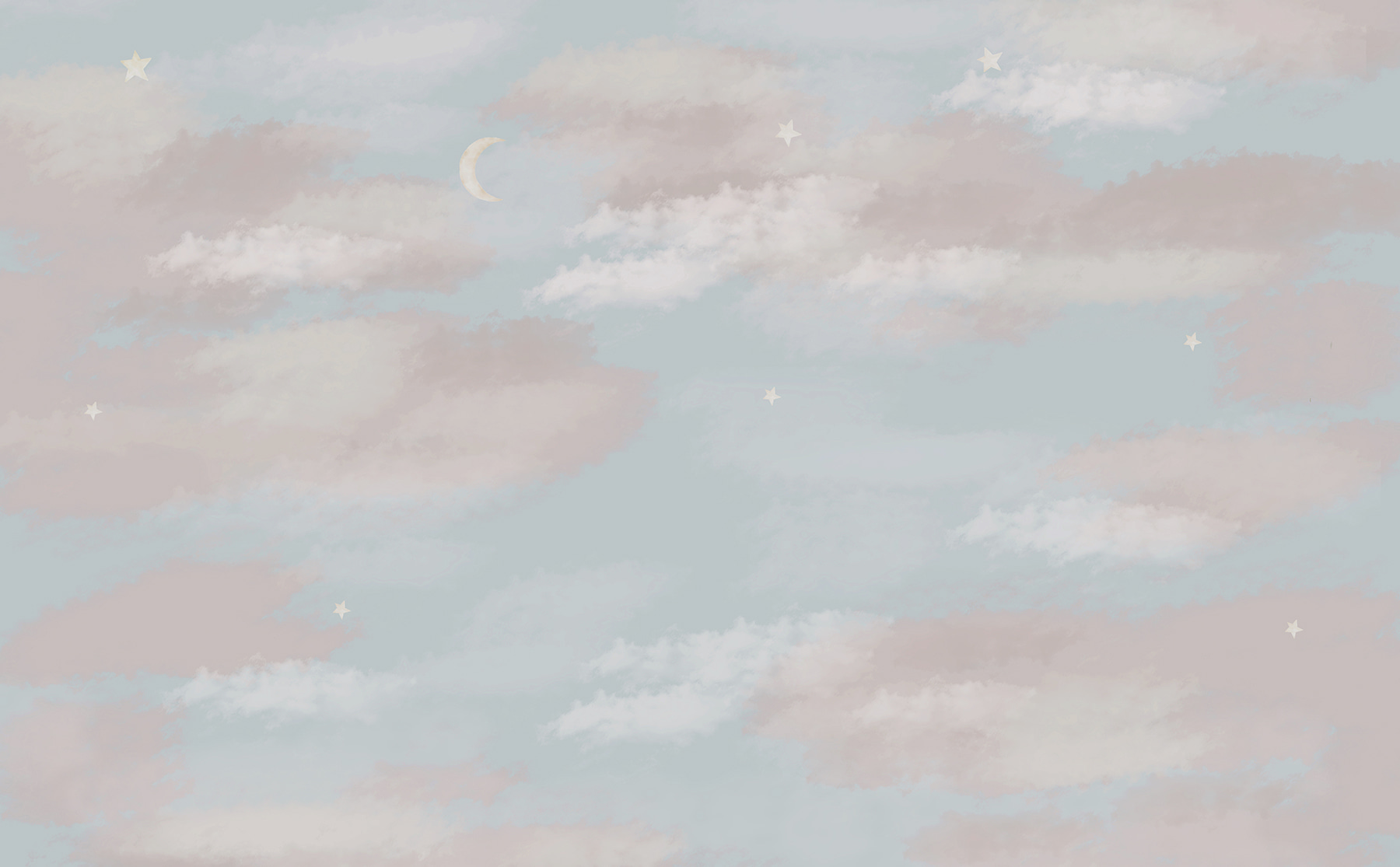 Blue sky with clouds and a crescent moon Blue sky with clouds and a crescent moon