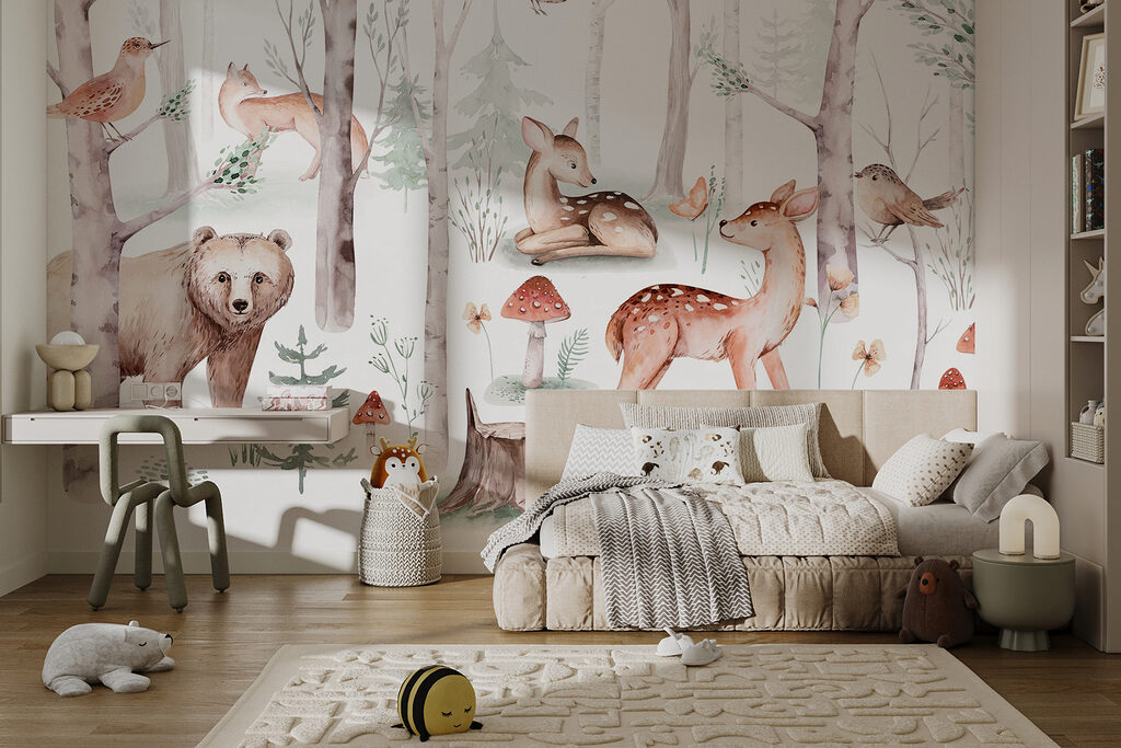 Group of animals in the woods Group of animals in the woods