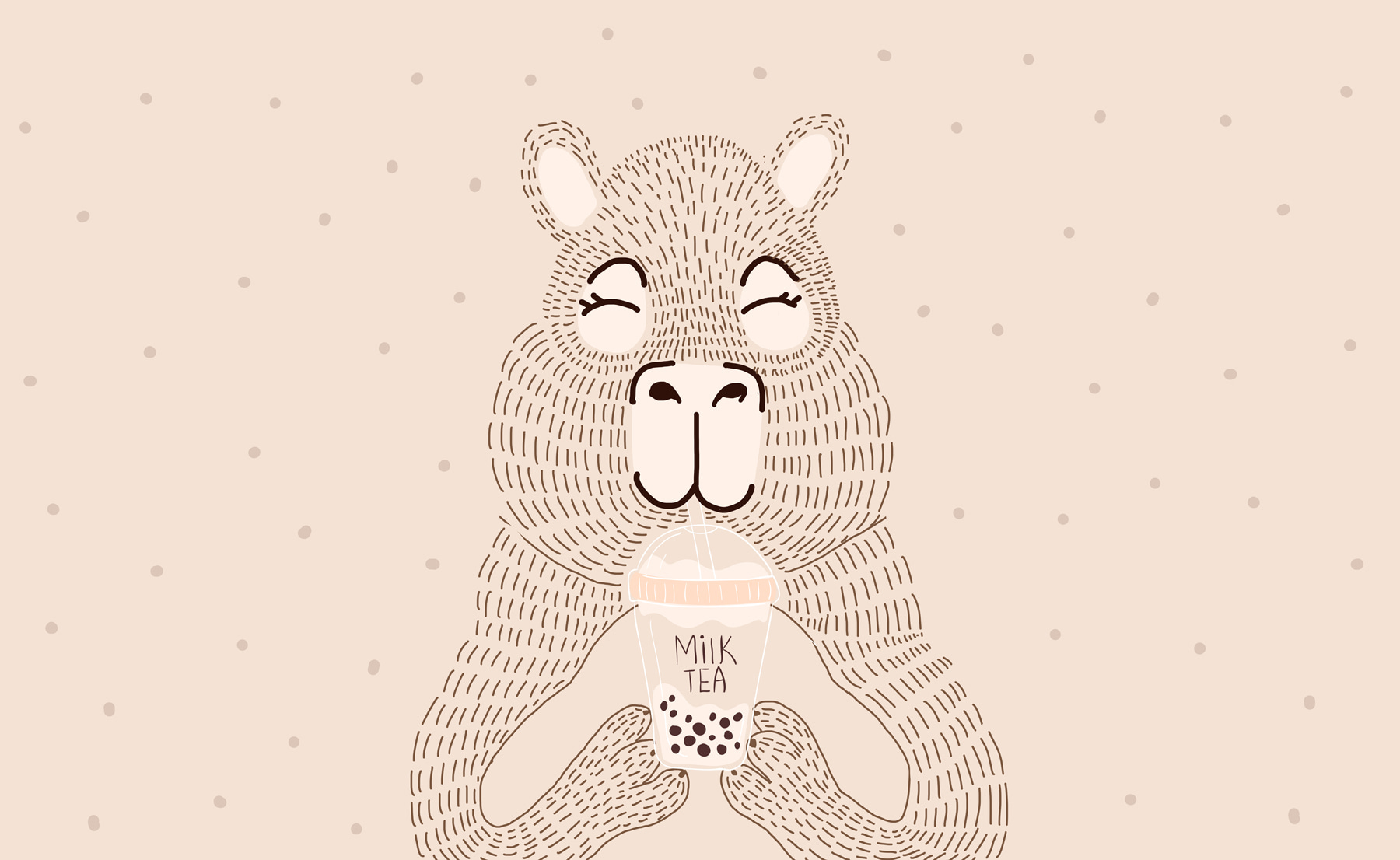 Cartoon of a bear holding a bubble tea Cartoon of a bear holding a bubble tea