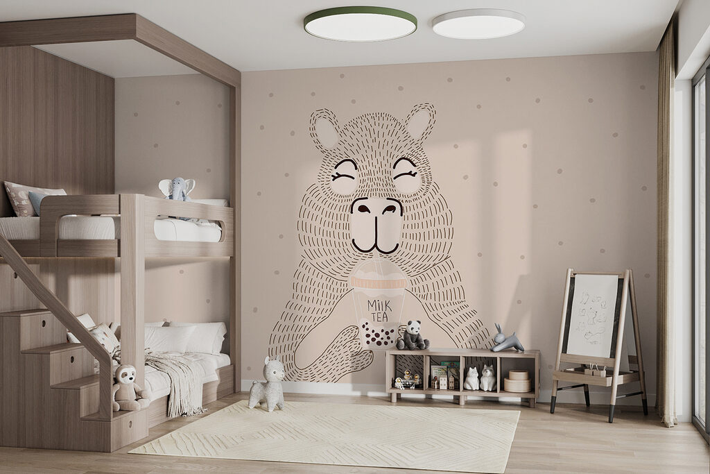 Cartoon of a bear holding a bubble tea Cartoon of a bear holding a bubble tea