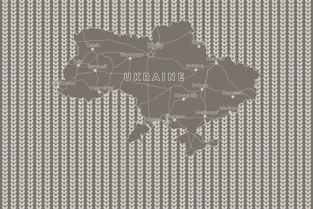 Mapa Ukrajiny s bielym textom Mapa Ukrajiny s bielym textom