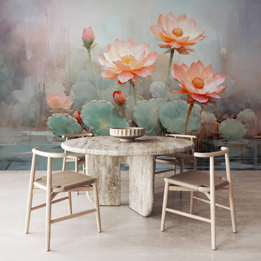 Group of pink flowers with green leaves