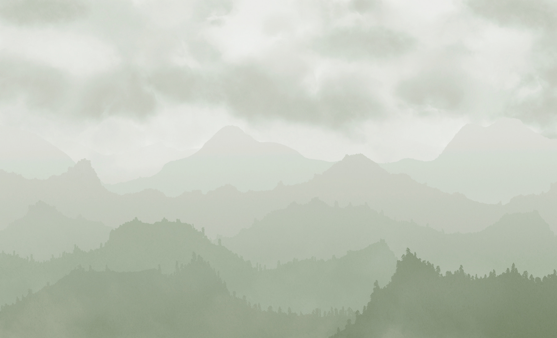 Foggy mountain range
