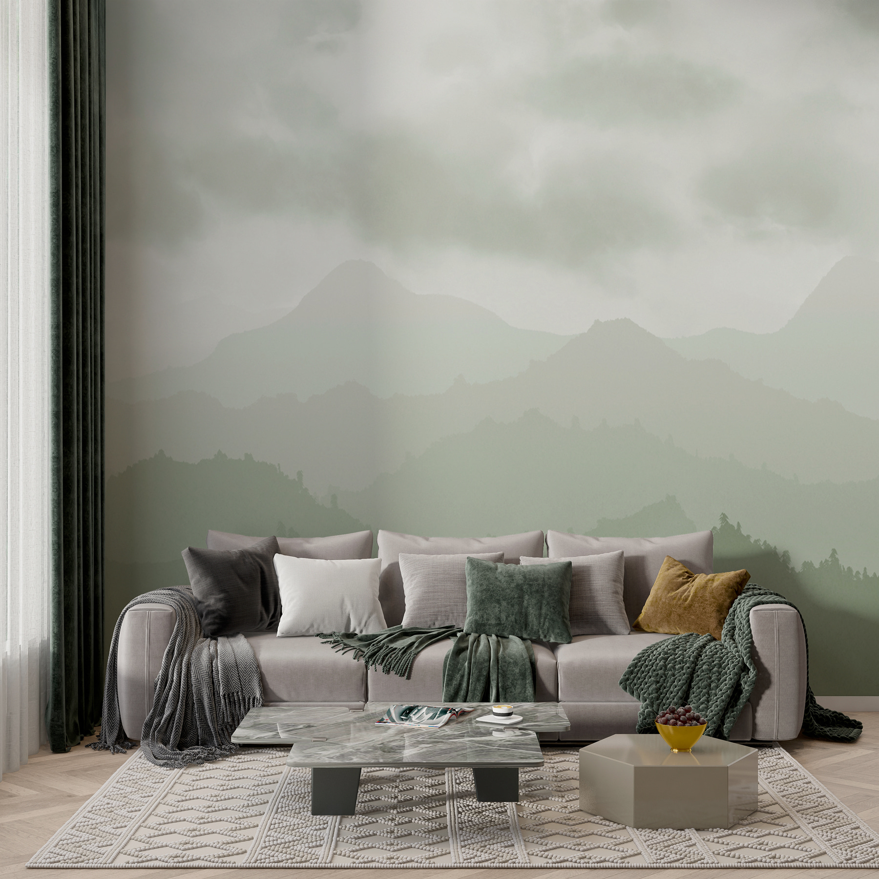 Foggy mountain range