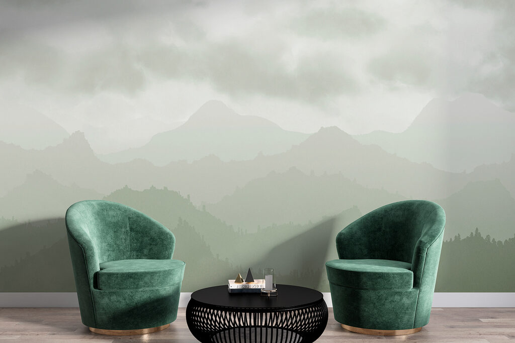 Foggy mountain range