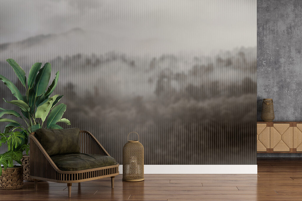 Foggy forest with trees