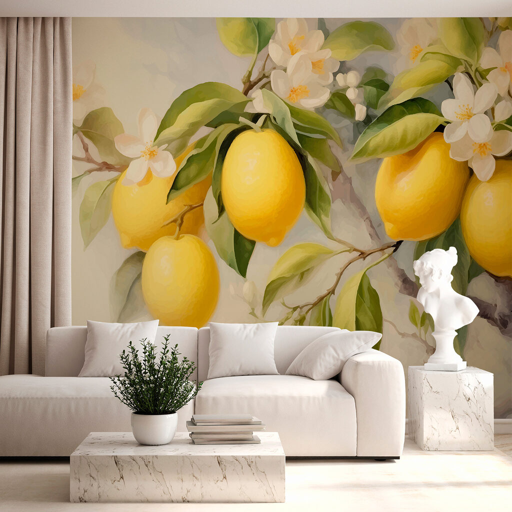Painting of lemons on a tree