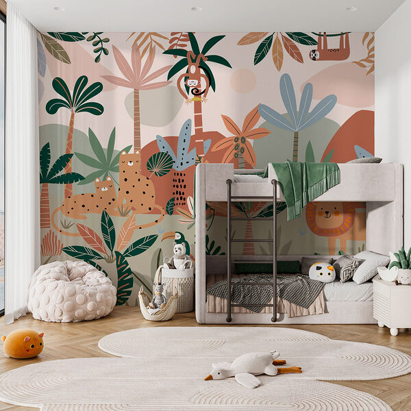 Cartoon of animals in a jungle