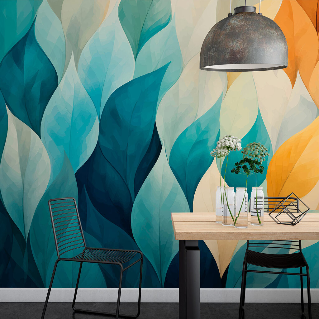 Colorful leaves in a row