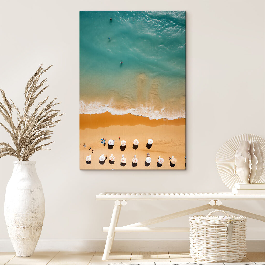 Group of people on a beach with umbrellas Group of people on a beach with umbrellas