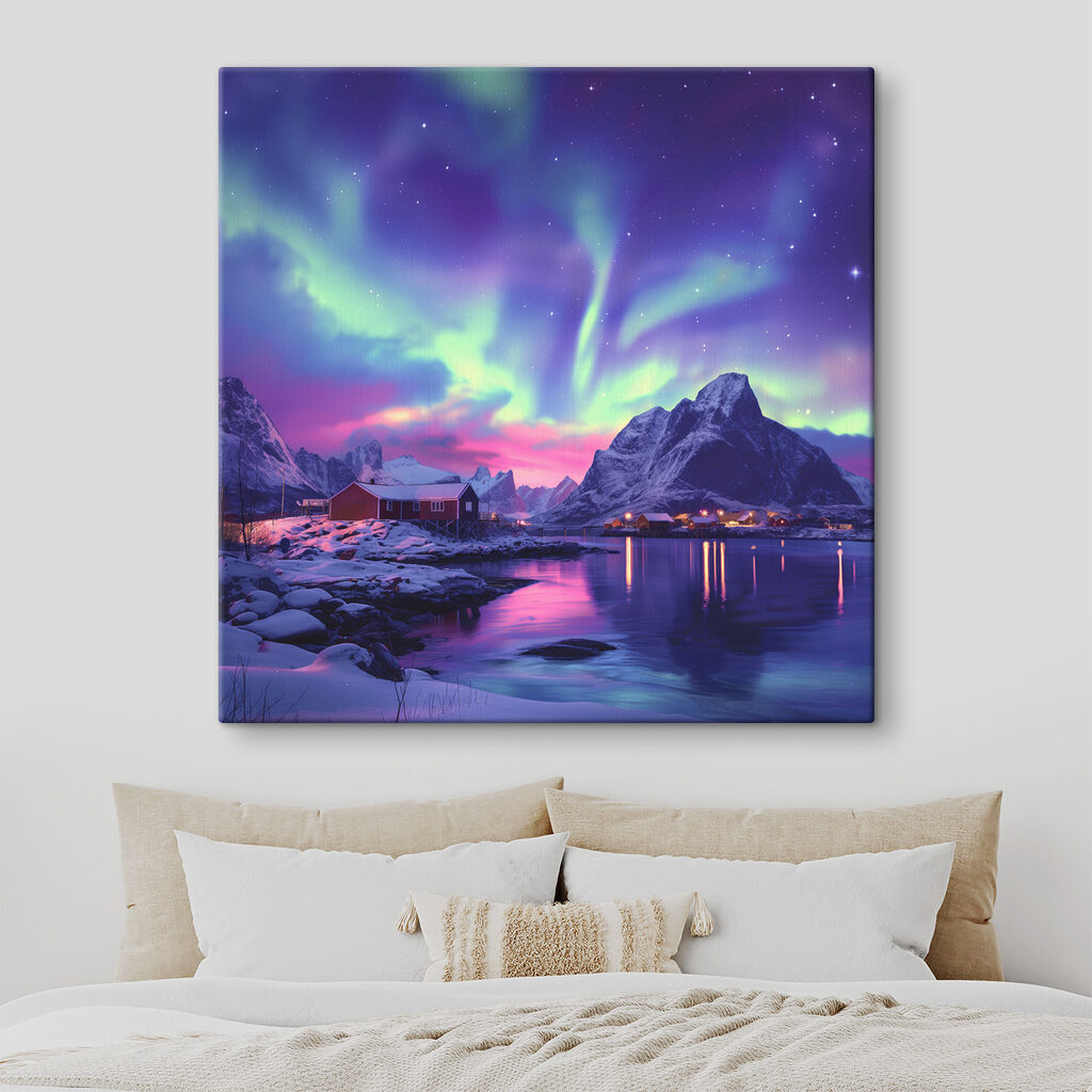 Snowy landscape with mountains and a lake Snowy landscape with mountains and a lake