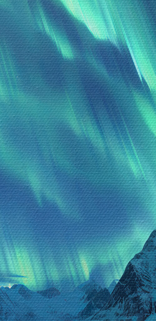 Aurora borealis over a snowy mountain Aurora borealis over a snowy mountain