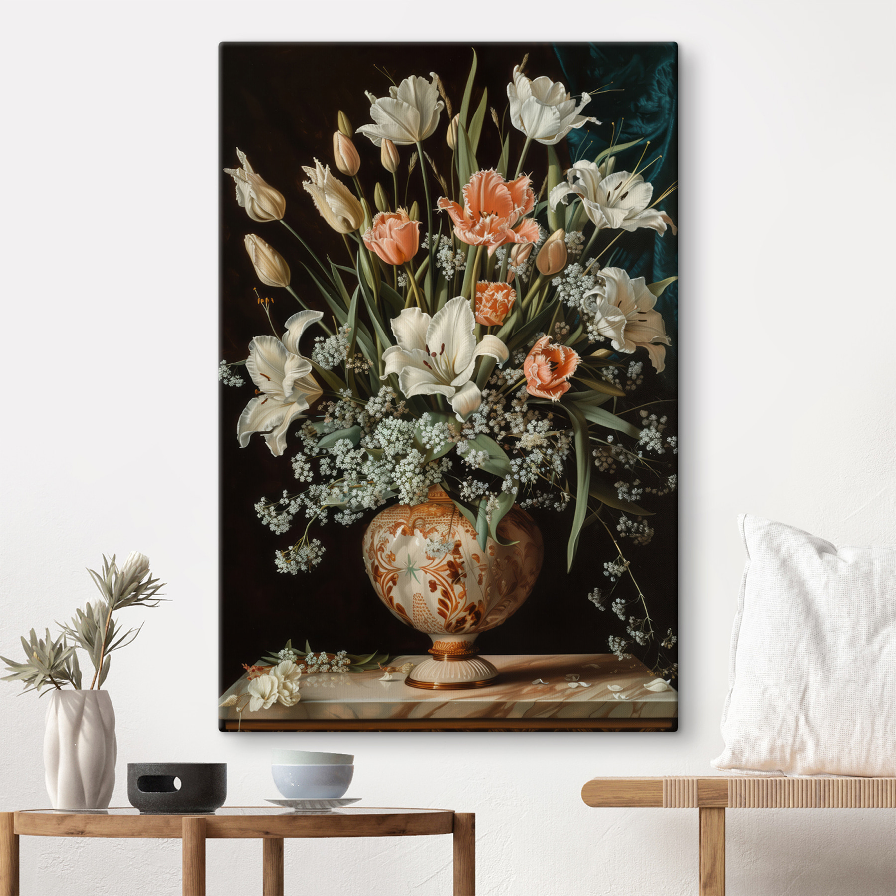 Painting of flowers in a vase Painting of flowers in a vase