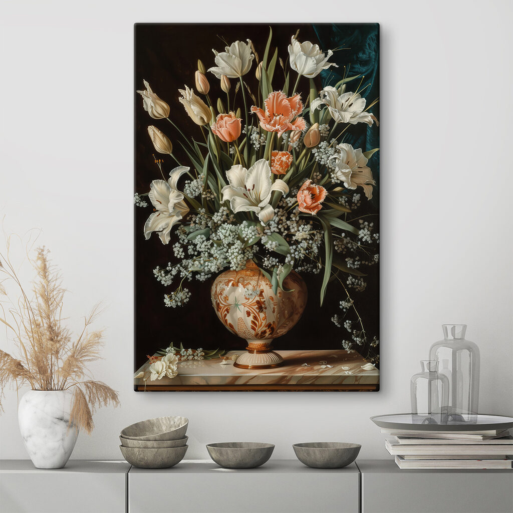 Painting of flowers in a vase