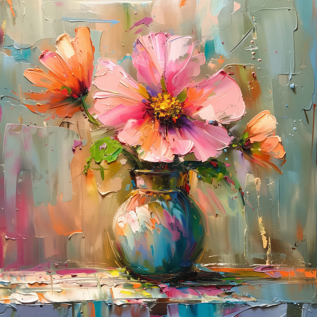 Painting of flowers in a vase