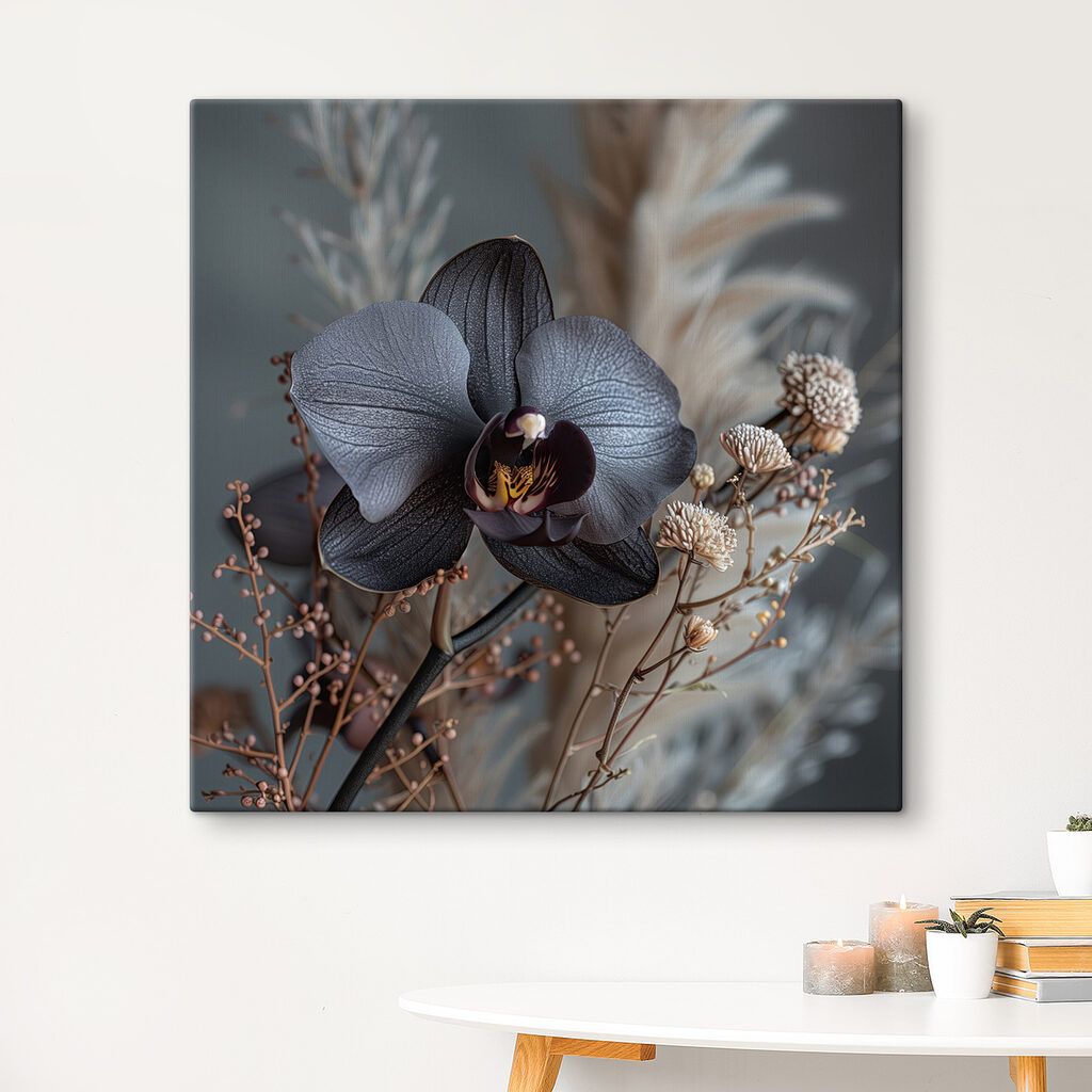 Black flower with white flowers Black flower with white flowers