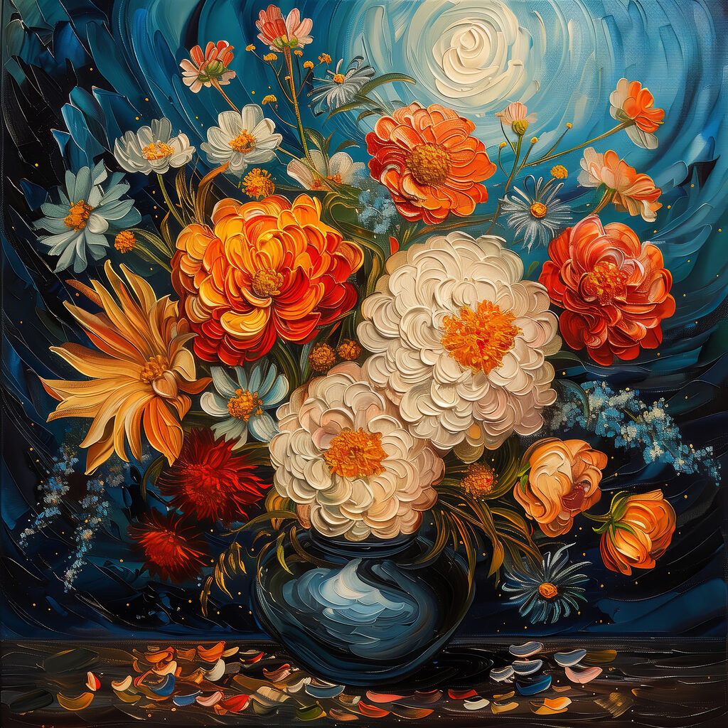 Painting of flowers in a vase