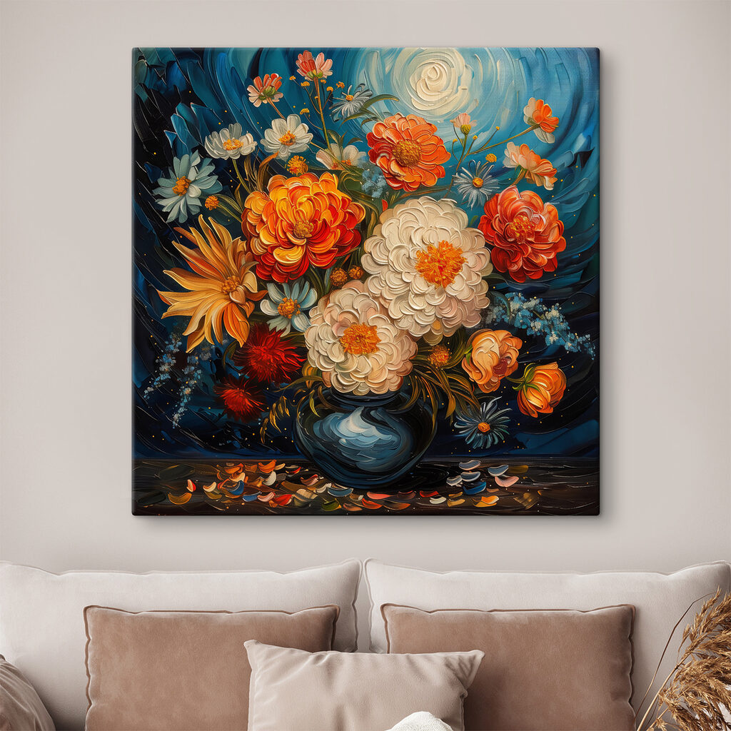 Painting of flowers in a vase