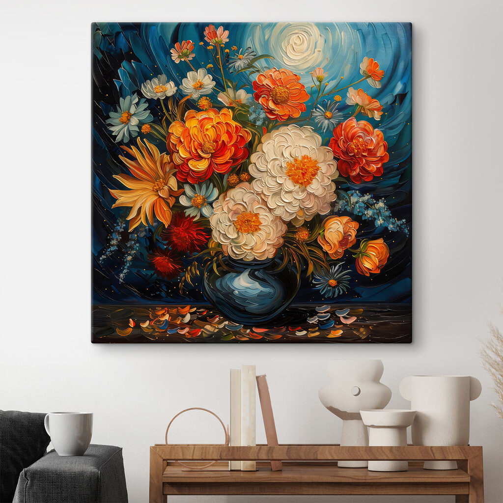 Painting of flowers in a vase