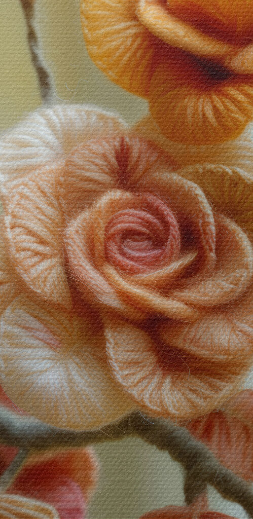 Colorful yarn flowers in bloom
