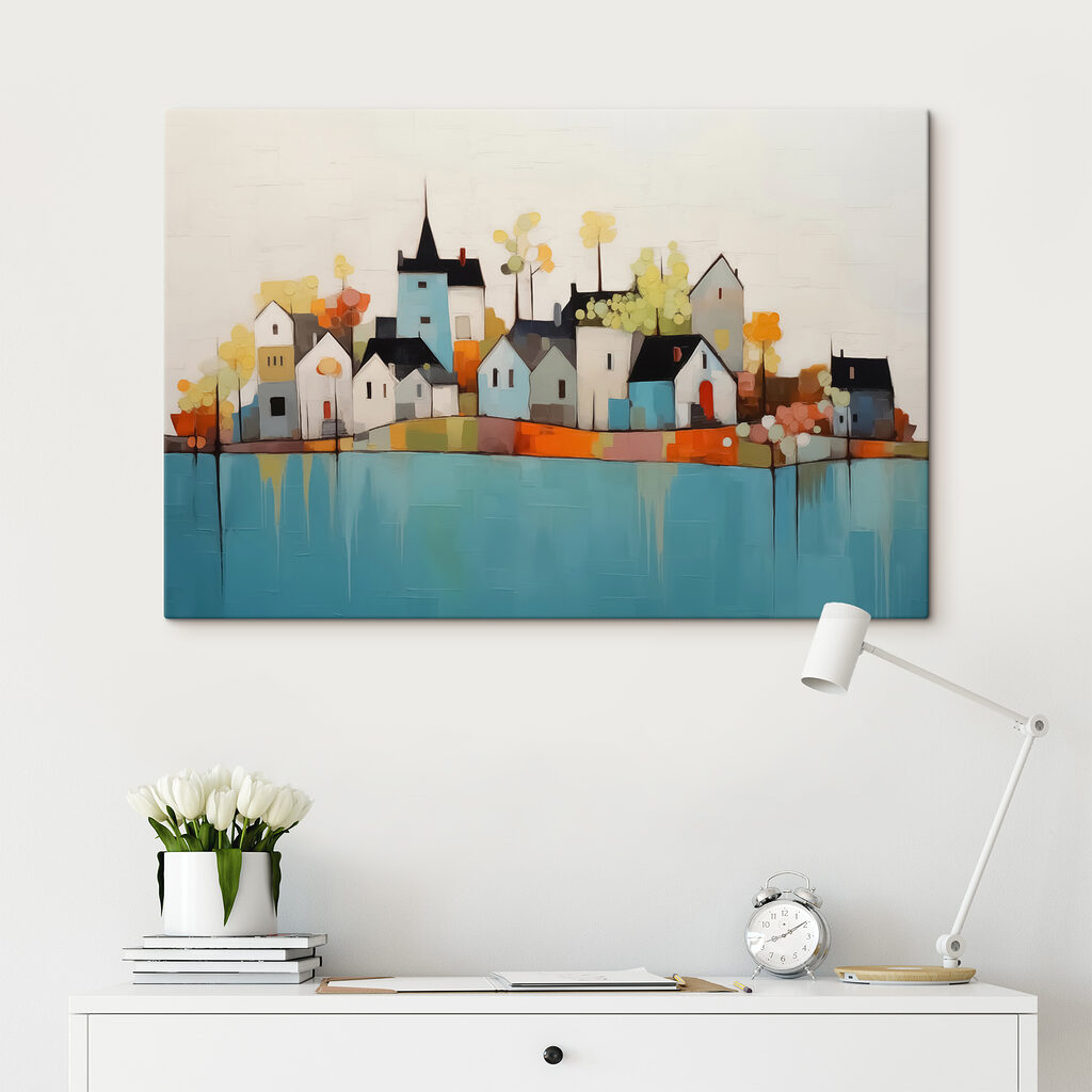 Painting of houses and trees Painting of houses and trees