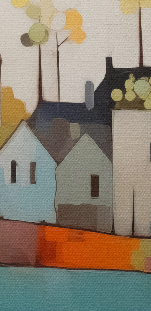 Painting of houses and trees Painting of houses and trees