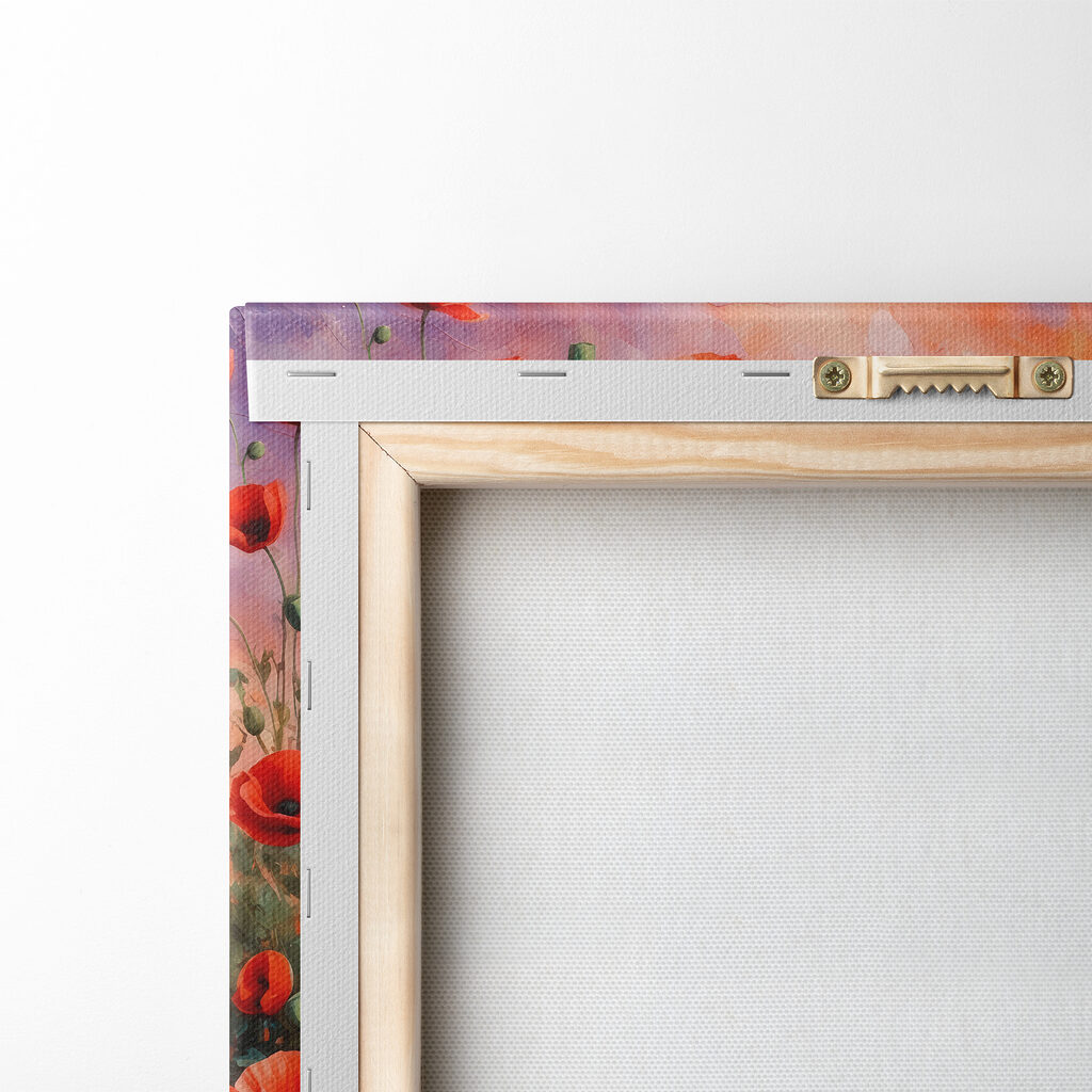 Painting of red flowers and water