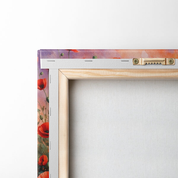 Painting of red flowers and water