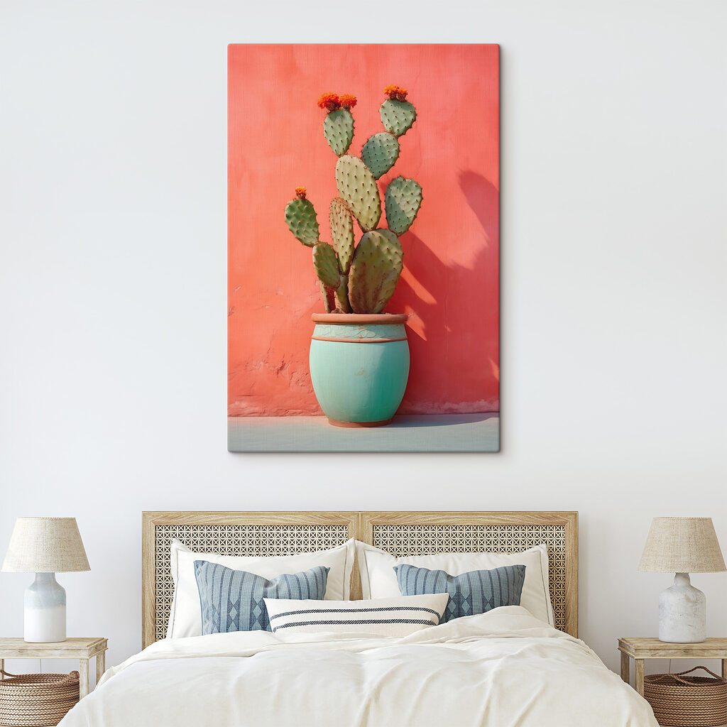 Cactus in a pot against a wall Cactus in a pot against a wall