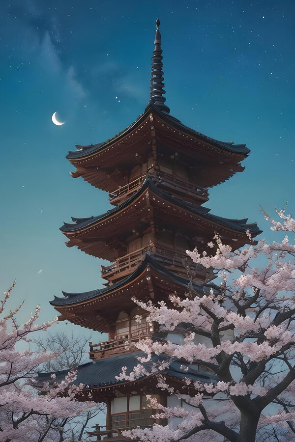 Pagoda s čerešňovými kvetmi Pagoda s čerešňovými kvetmi