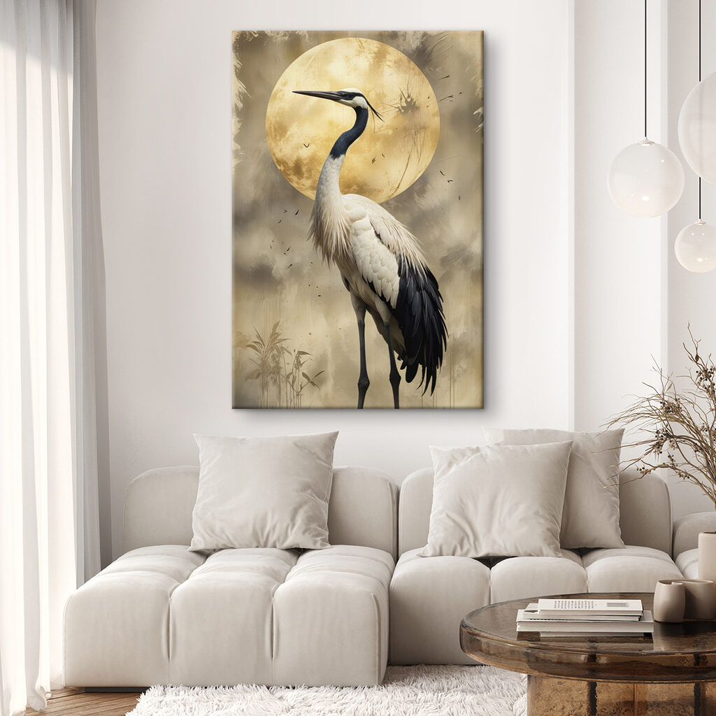 Bird standing in front of a full moon Bird standing in front of a full moon