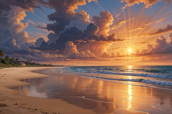 Sunset over a beach Sunset over a beach