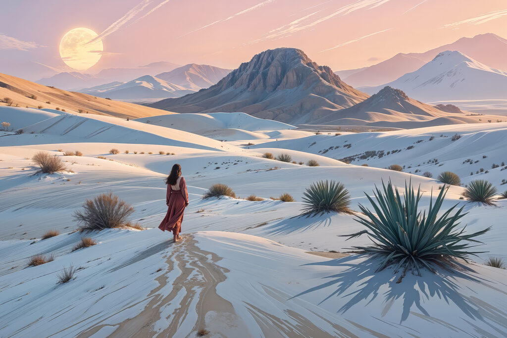 Woman walking in the snow Woman walking in the snow