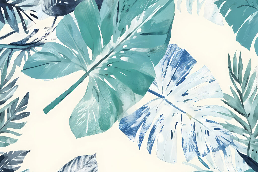 Tropical leaves in vibrant colors