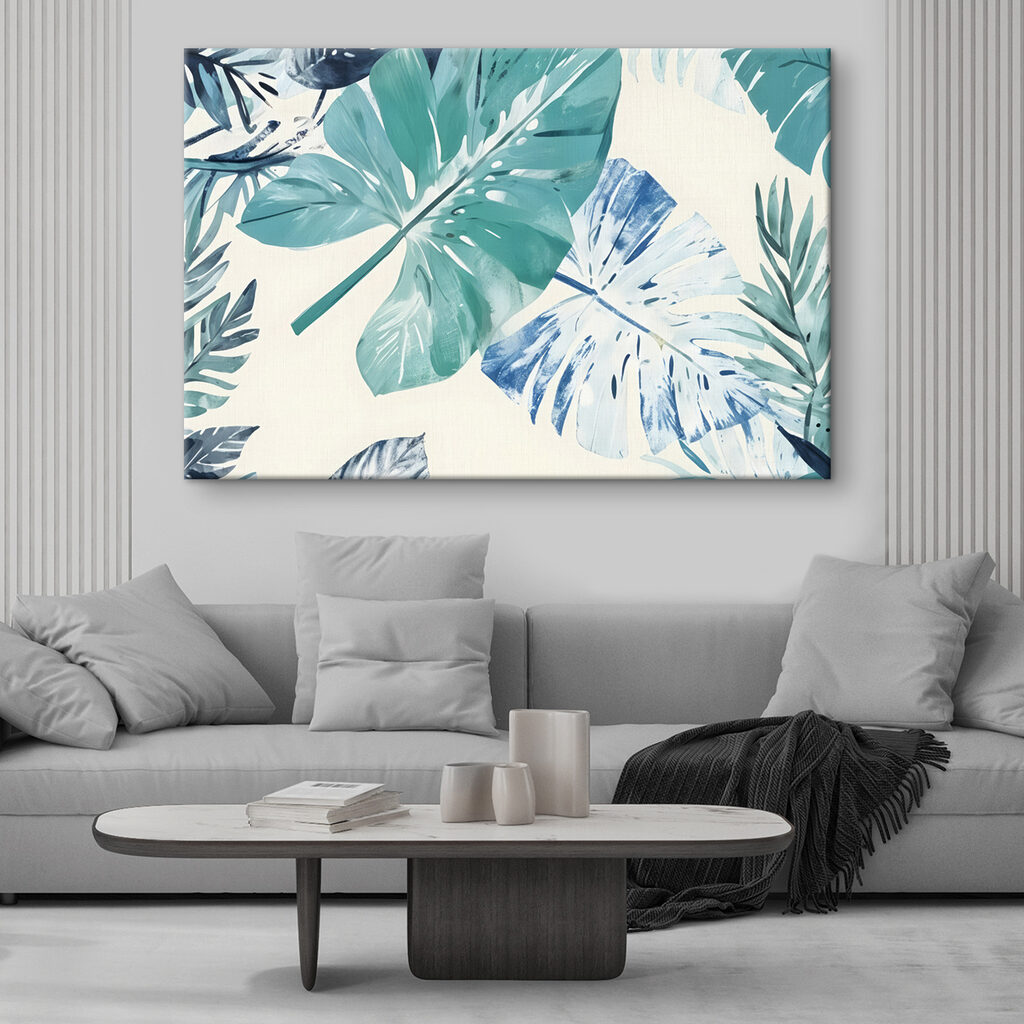Tropical leaves in vibrant colors