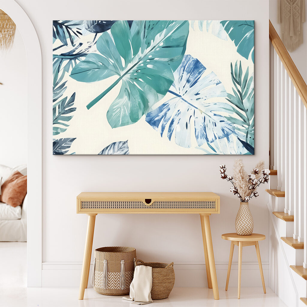 Tropical leaves in vibrant colors