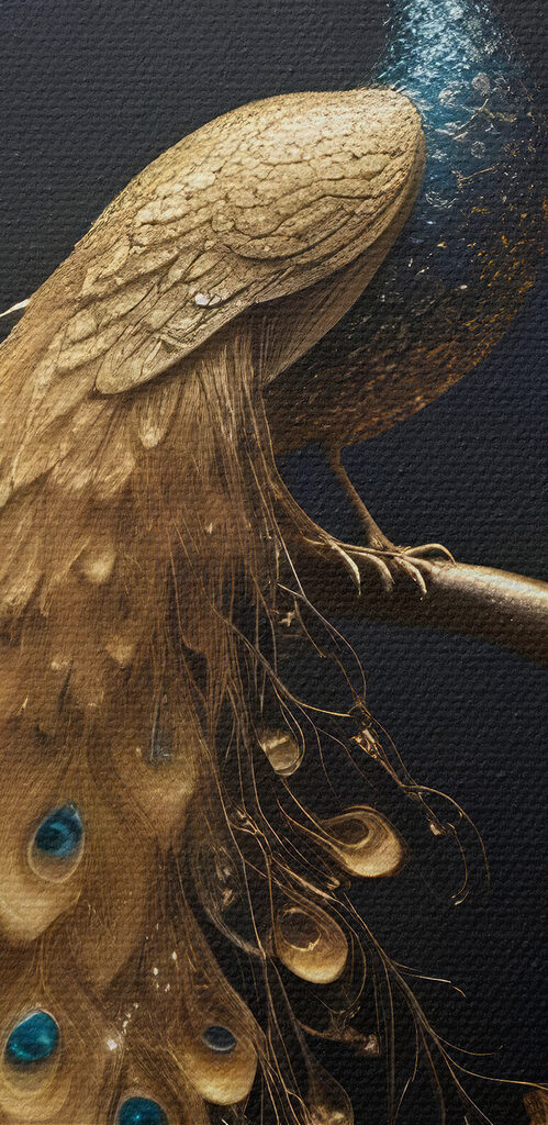 Peacock majesty amid luminous branches Peacock majesty amid luminous branches