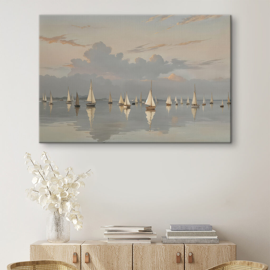 Group of sailboats on a body of water Group of sailboats on a body of water