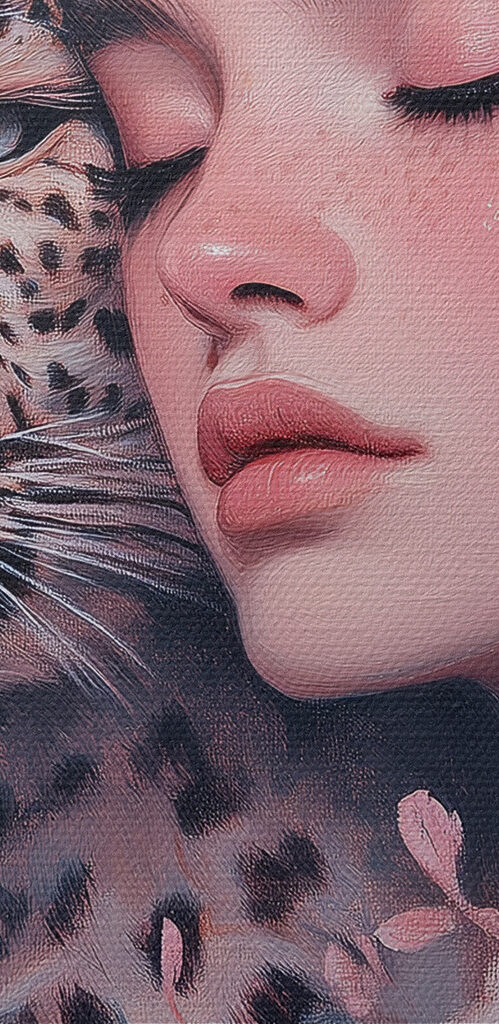 Woman with a cheetah Woman with a cheetah