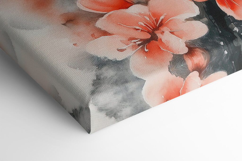 Cat sitting on a tree with flowers Cat sitting on a tree with flowers