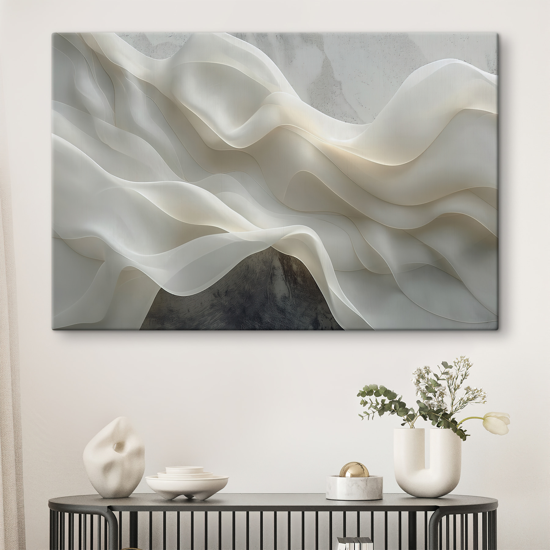 White fabric with wavy folds