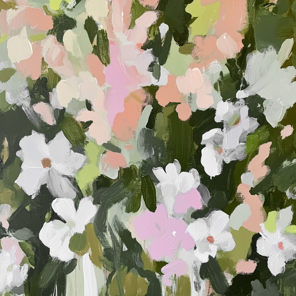 Painting of flowers and leaves