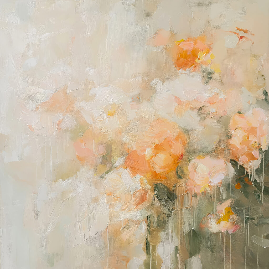 Painting of flowers on a white surface