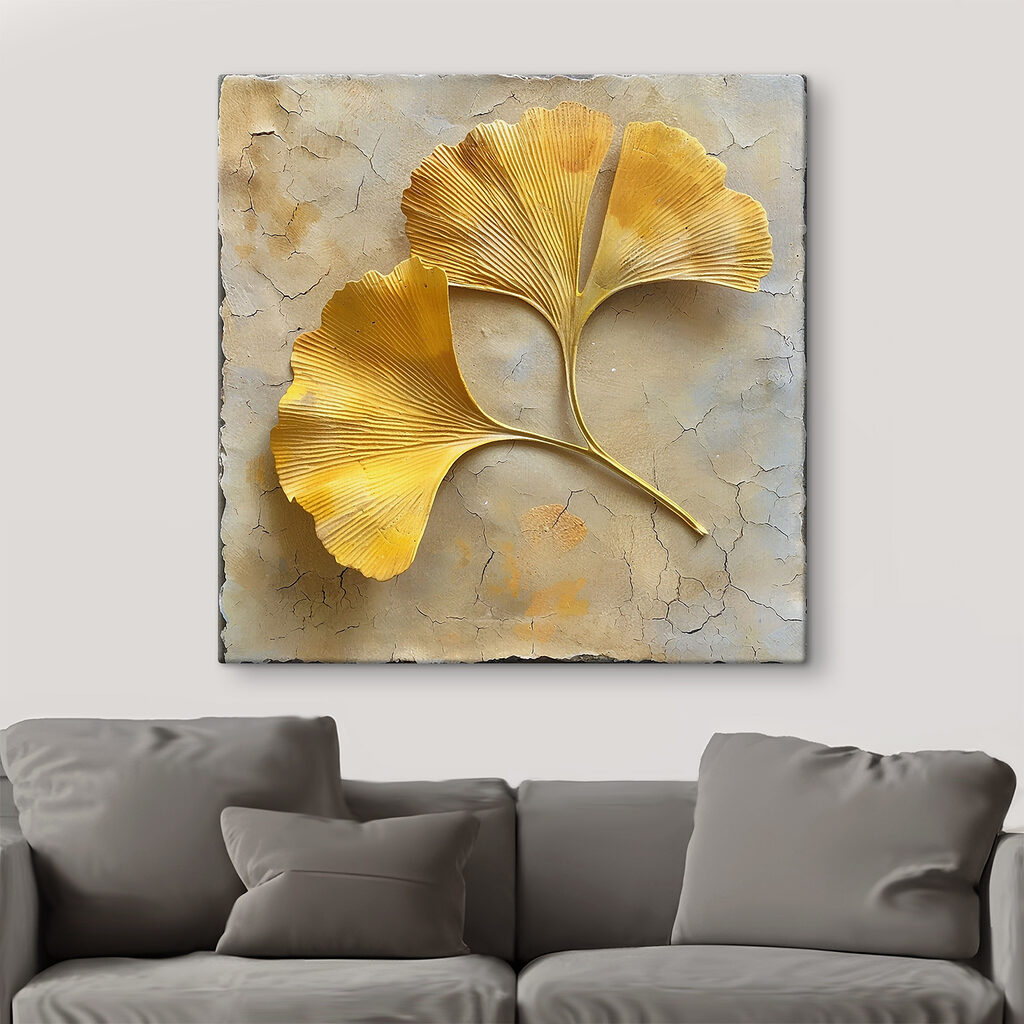 Yellow leaves on a concrete surface